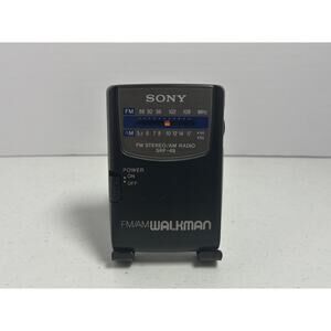 Vintage Sony Walkman SRF-49 Black AM/FM Radio With Belt Clip Works